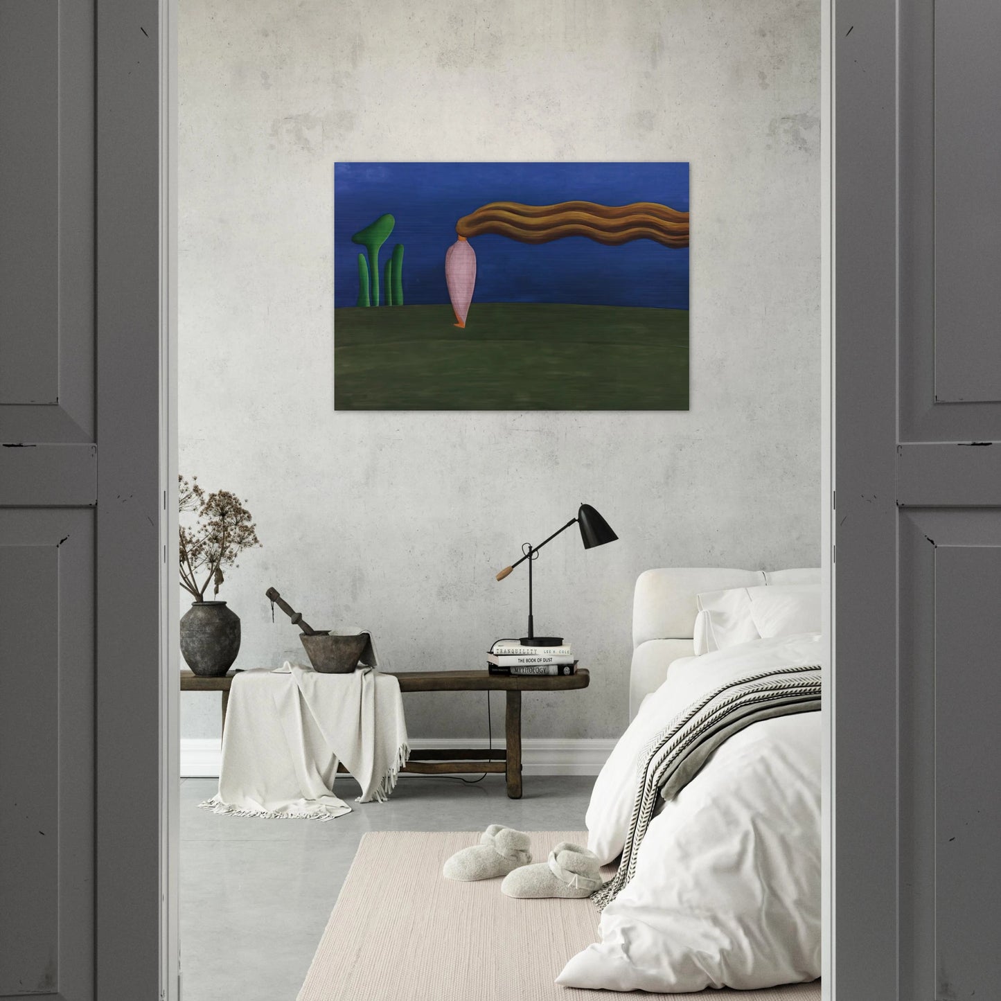 Composition Lonely Figure - Tarsila do Amaral Brushed Aluminum Print - 70x100 cm / 28x40 inches | Tarsila do Amaral Aluminum Print | Tarsila do Amaral Prints