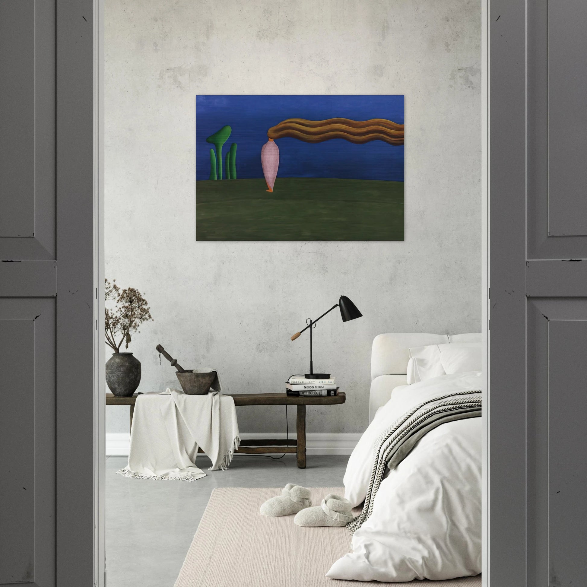 Composition Lonely Figure - Tarsila do Amaral Brushed Aluminum Print - 70x100 cm / 28x40 inches | Tarsila do Amaral Aluminum Print | Tarsila do Amaral Prints
