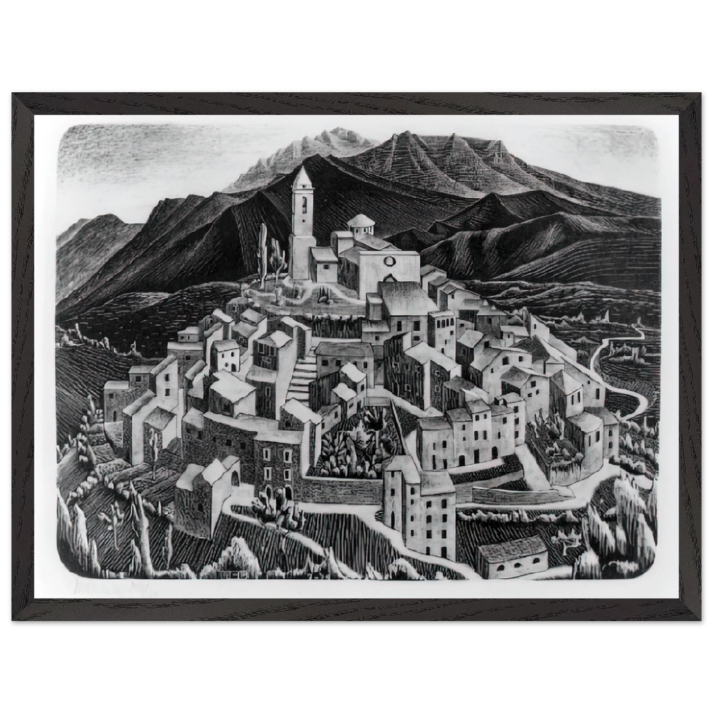 MC Escher - ESCHER (11) Wall Art - 60x80 cm / 24x32 inches - Premium Wooden Framed Poster With Fine Art Paper - White frame