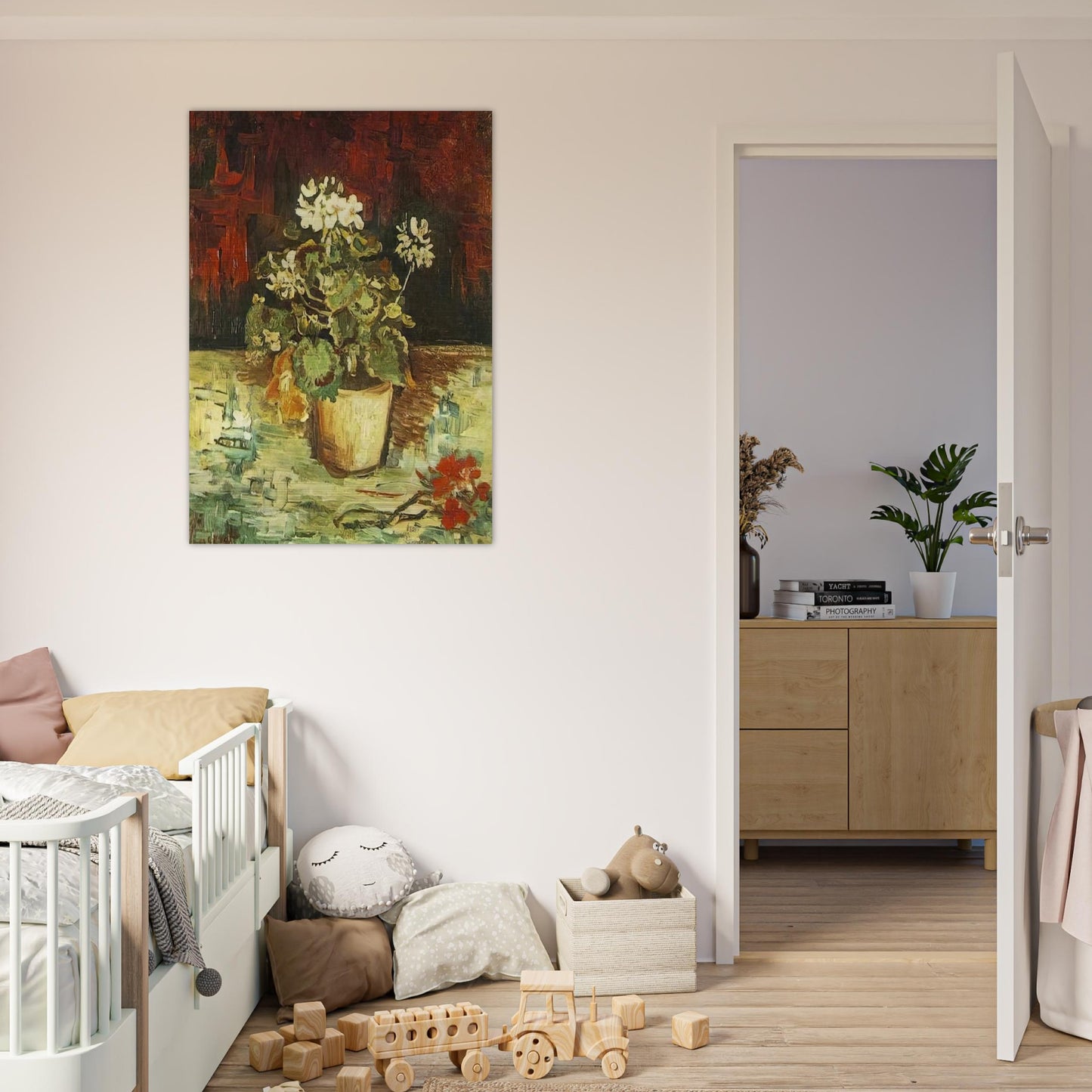 Geranium in a Flowerpot - Vincent van Gogh Brushed Aluminum Print - 70x100 cm / 28x40 inches | Vincent van Gogh Aluminum Print | Vincent van Gogh Prints
