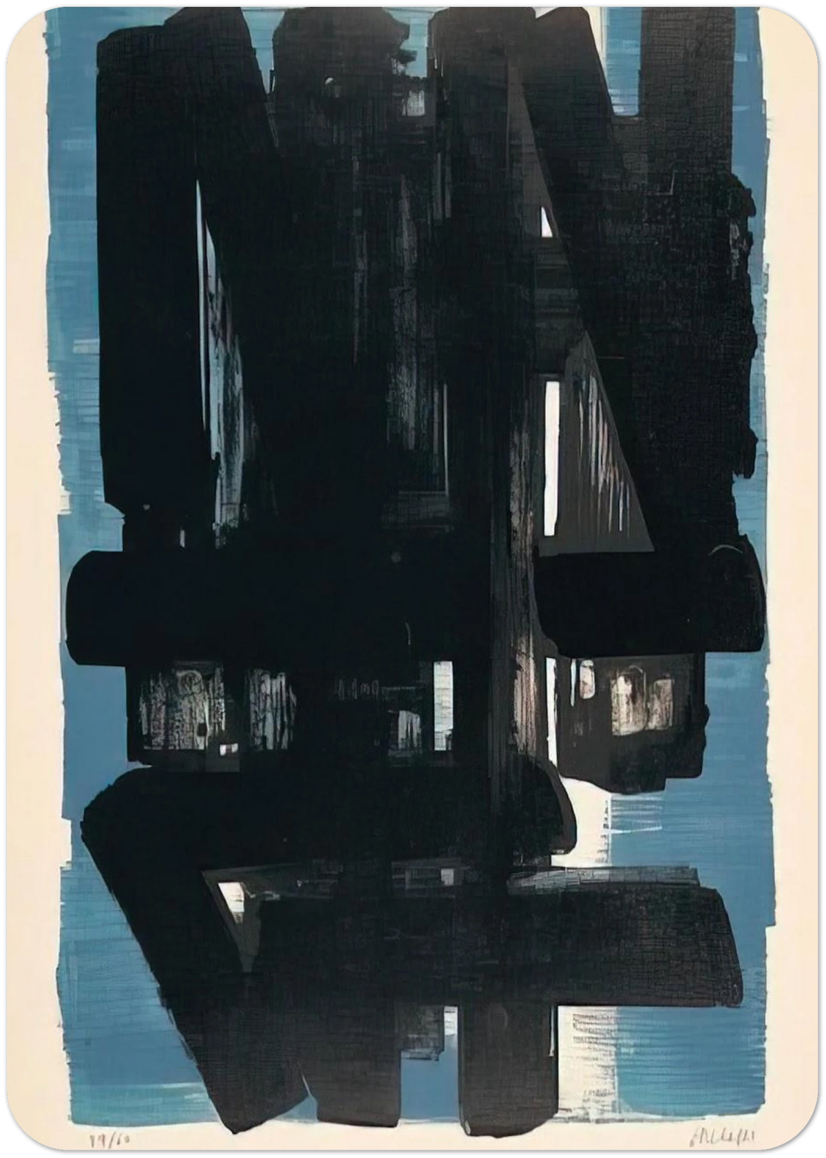 Lithographie No. 5 - 1957 By Pierre Soulages Pack of 10 Post Cards | Pierre Soulages Post Cards | A6 (10.5 x 14.8 cm) - 4.1 x 5.8 inches