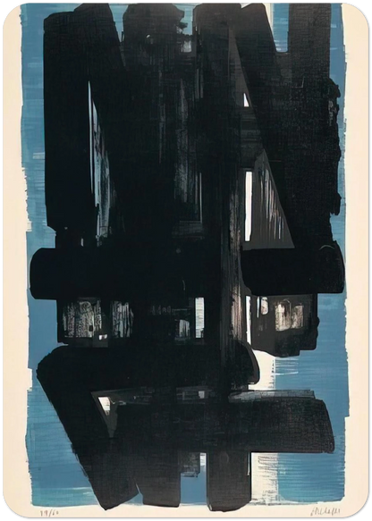 Lithographie No. 5 - 1957 By Pierre Soulages Pack of 10 Post Cards | Pierre Soulages Post Cards | A6 (10.5 x 14.8 cm) - 4.1 x 5.8 inches