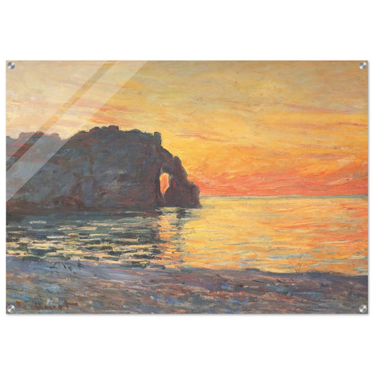 Etretat, Cliff of d`Aval, Sunset - claude monet Acrylic Print - 70x100 cm / 28x40″ inches | claude monet Wall Art | claude monet Prints