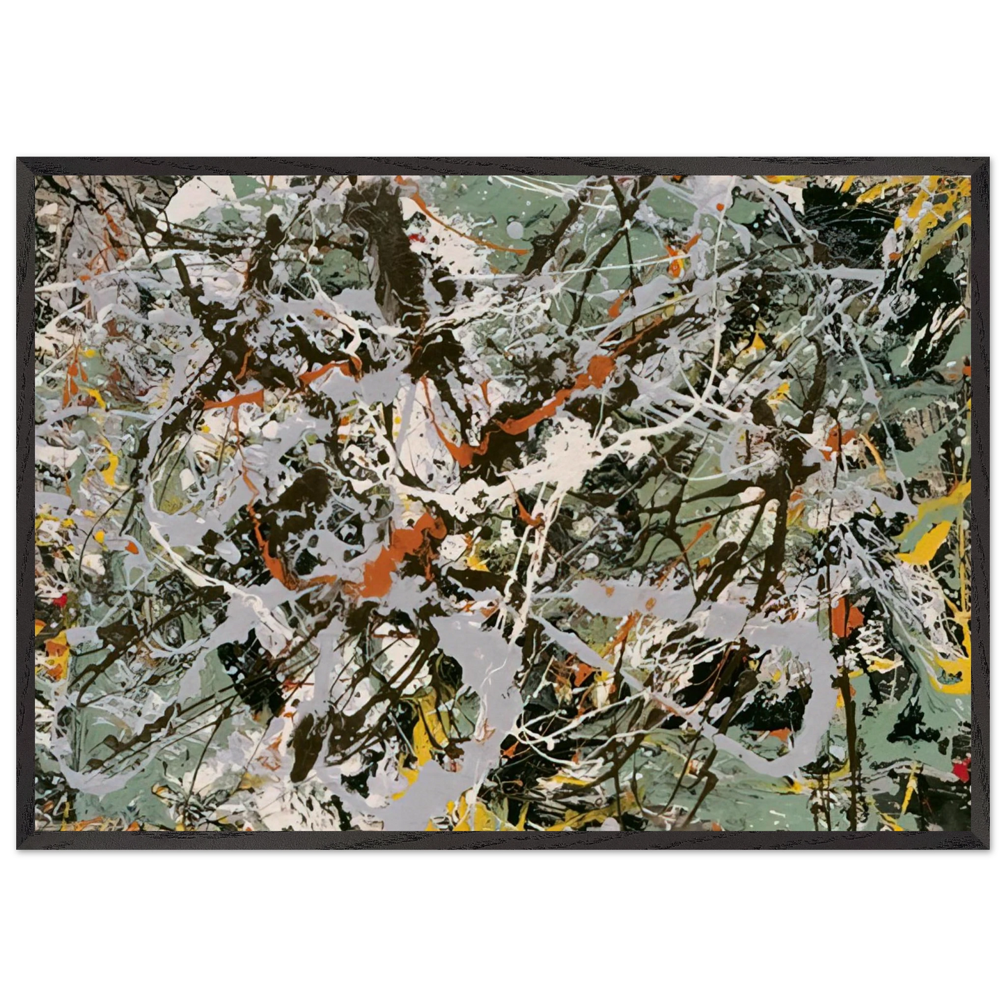 UNTITLED GREEN SILVER 1949 - Jackson Pollock 70x100 cm / 28x40 inches Framed Art Print – Black Wooden Frame