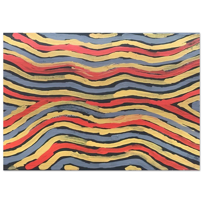 Worm Dreaming - 1997 - Clifford Possum Tjapaltjarri Brushed Aluminum Print - 70x100 cm / 28x40 inches | Clifford Possum Tjapaltjarri Aluminum Print | Clifford Possum Tjapaltjarri Prints