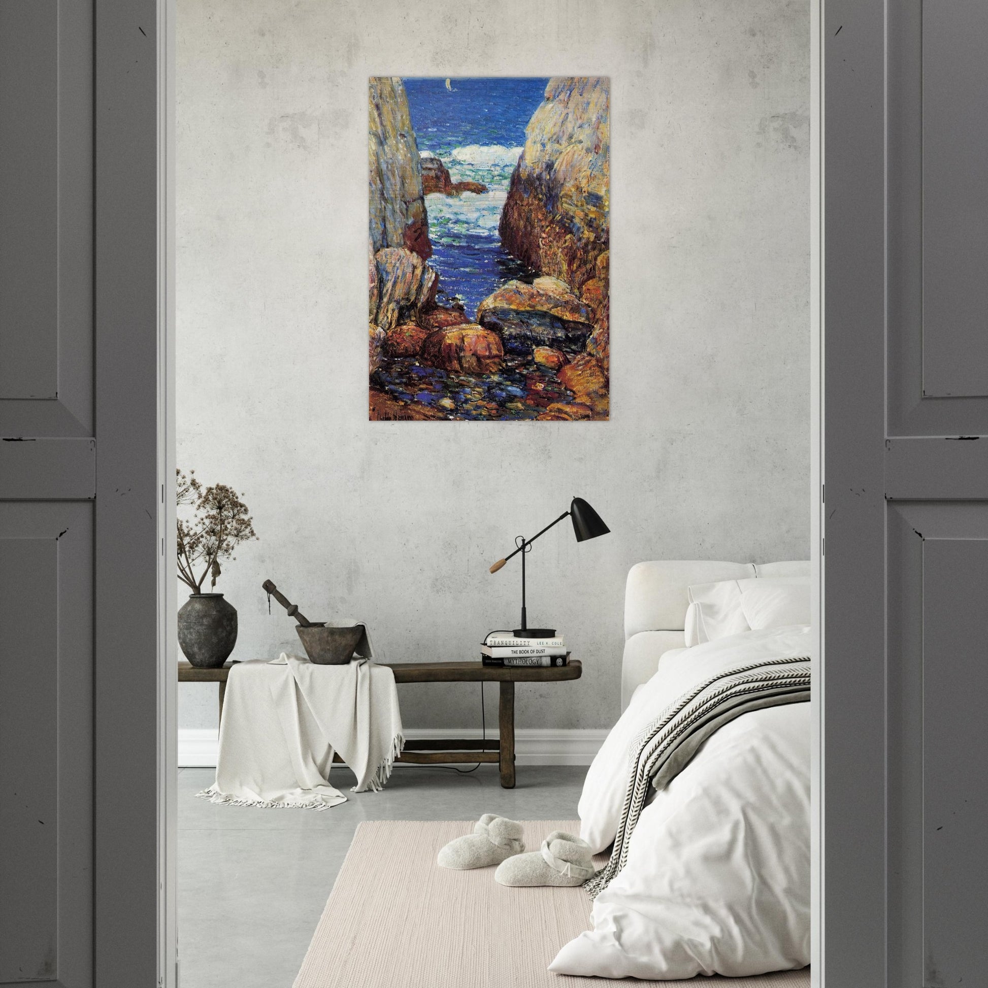 Sea and Rocks, Appledore, Isles of Shoals - Childe Hassam Brushed Aluminum Print - 70x100 cm / 28x40 inches | Childe Hassam Aluminum Print | Childe Hassam Prints