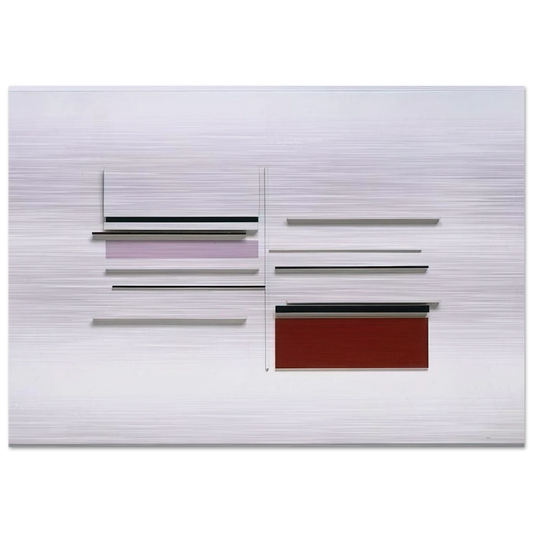 Abstract in White, Black, Indian and Lilac - 1957 - Victor Pasmore Brushed Aluminum Print - 70x100 cm / 28x40 inches | Victor Pasmore Aluminum Print | Victor Pasmore Prints