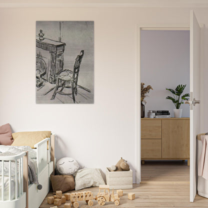Chair near the Stove - Vincent van Gogh Brushed Aluminum Print - 70x100 cm / 28x40 inches | Vincent van Gogh Aluminum Print | Vincent van Gogh Prints