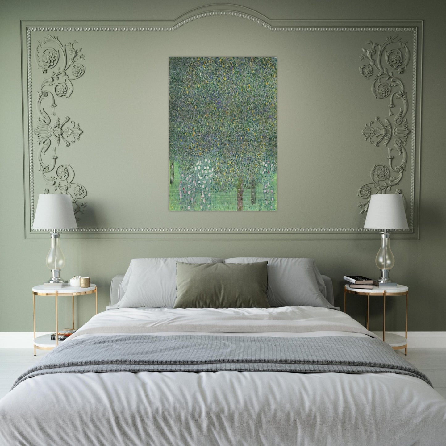 ROSES UNDER THE TREES - Gustav Klimt Brushed Aluminum Print - 70x100 cm / 28x40 inches | Gustav Klimt Aluminum Print | Gustav Klimt Prints