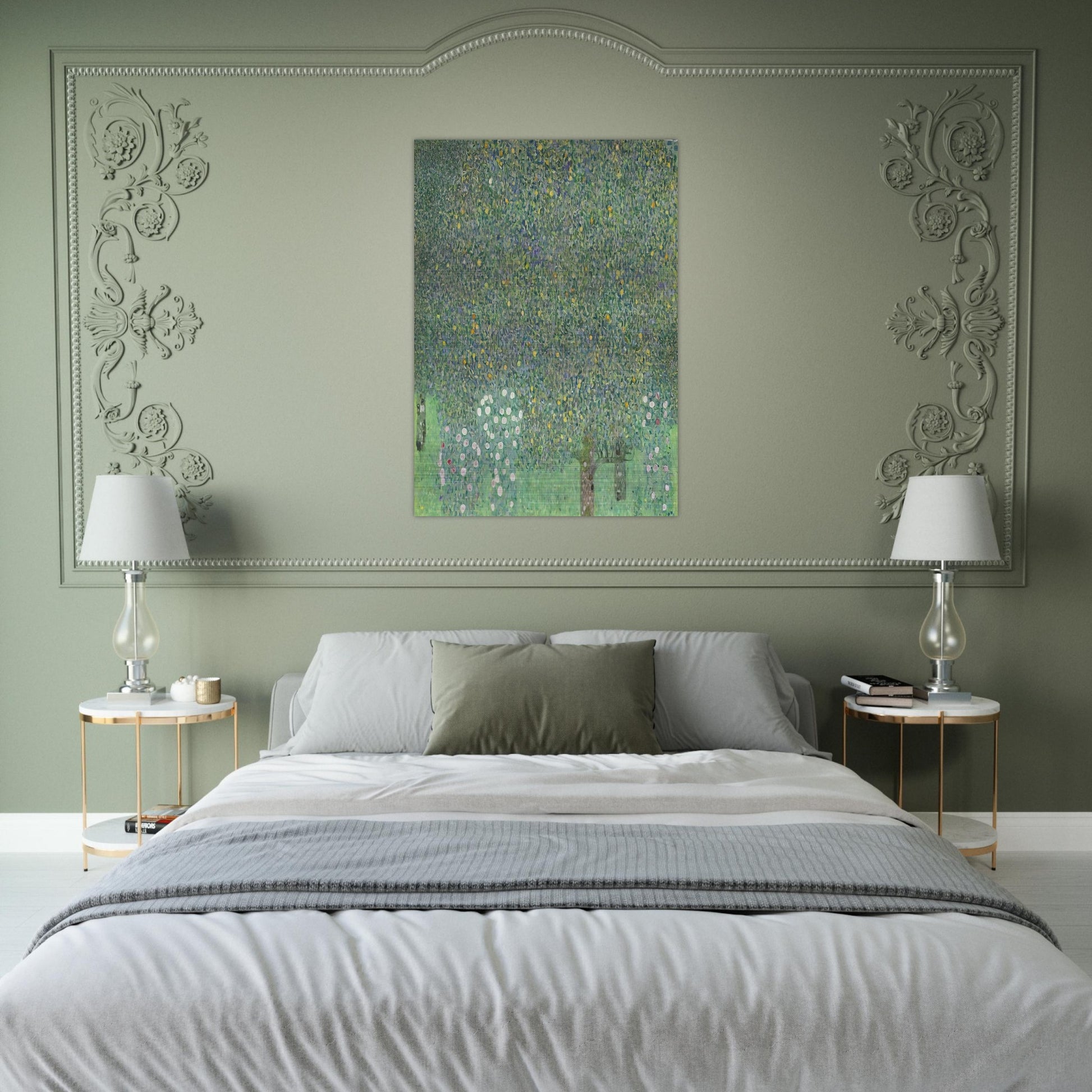 ROSES UNDER THE TREES - Gustav Klimt Brushed Aluminum Print - 70x100 cm / 28x40 inches | Gustav Klimt Aluminum Print | Gustav Klimt Prints