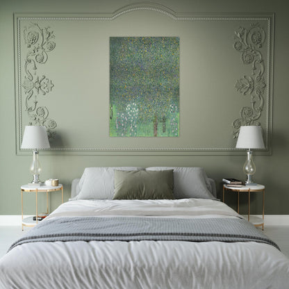 ROSES UNDER THE TREES - Gustav Klimt Brushed Aluminum Print - 70x100 cm / 28x40 inches | Gustav Klimt Aluminum Print | Gustav Klimt Prints