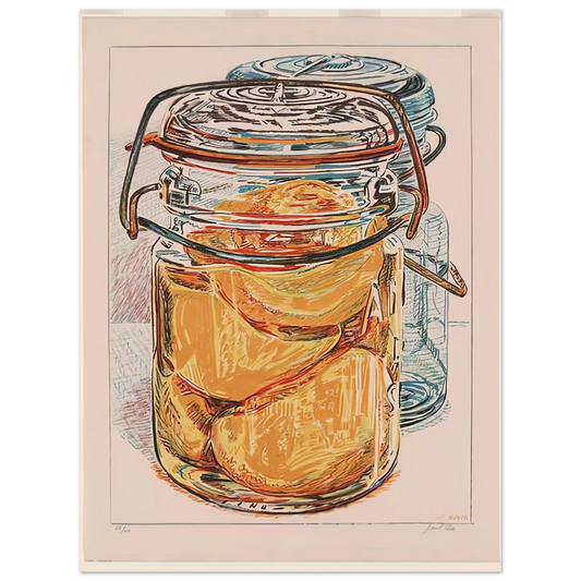 Janet Fish - PRESERVED PEACHES 1975  75x100 cm / 30x40inches Fine Art Poster