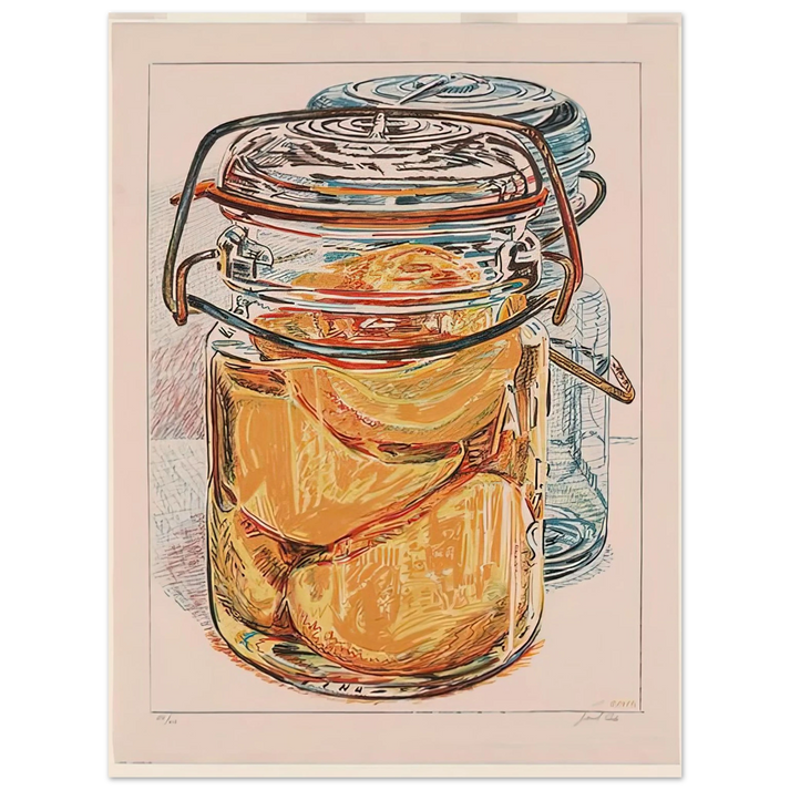 Janet Fish - PRESERVED PEACHES 1975  75x100 cm / 30x40inches Fine Art Poster