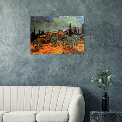 Wooden Sheds - Vincent van Gogh Brushed Aluminum Print - 70x100 cm / 28x40 inches | Vincent van Gogh Aluminum Print | Vincent van Gogh Prints