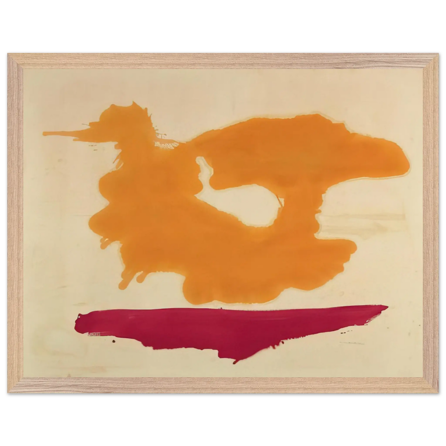 Helen Frankenthaler - Only Orange - 1963 Wall art - 70x100 cm / 28x40 Inches - Premium Wooden Framed Poster With Fine Art Paper - Black frame