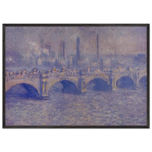 Waterloo Bridge Sunlight Effect - claude monet 70x100 cm / 28x40 inches Framed Art Print – Black Wooden Frame