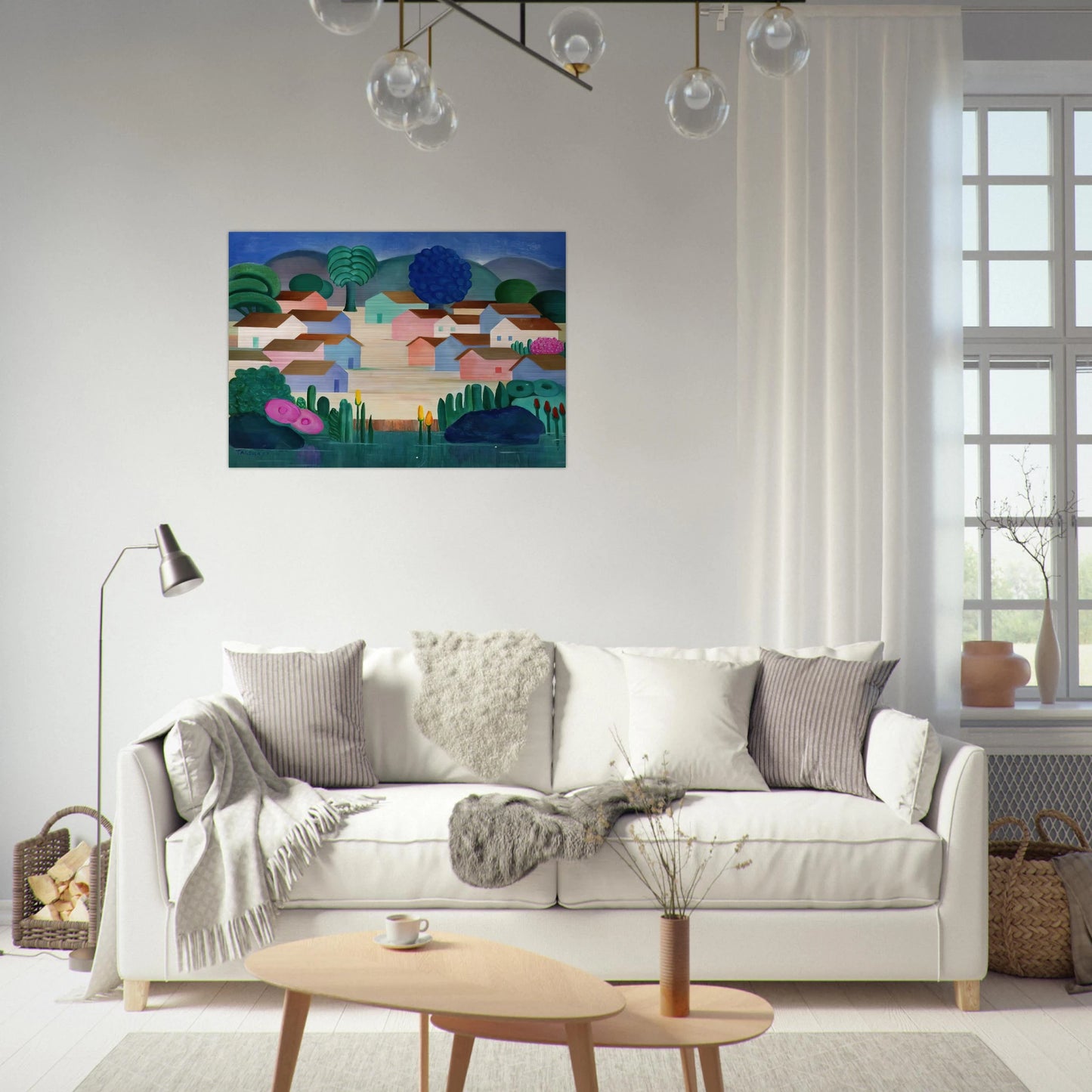 Landscape with Sixteen Houses - Tarsila do Amaral Brushed Aluminum Print - 70x100 cm / 28x40 inches | Tarsila do Amaral Aluminum Print | Tarsila do Amaral Prints