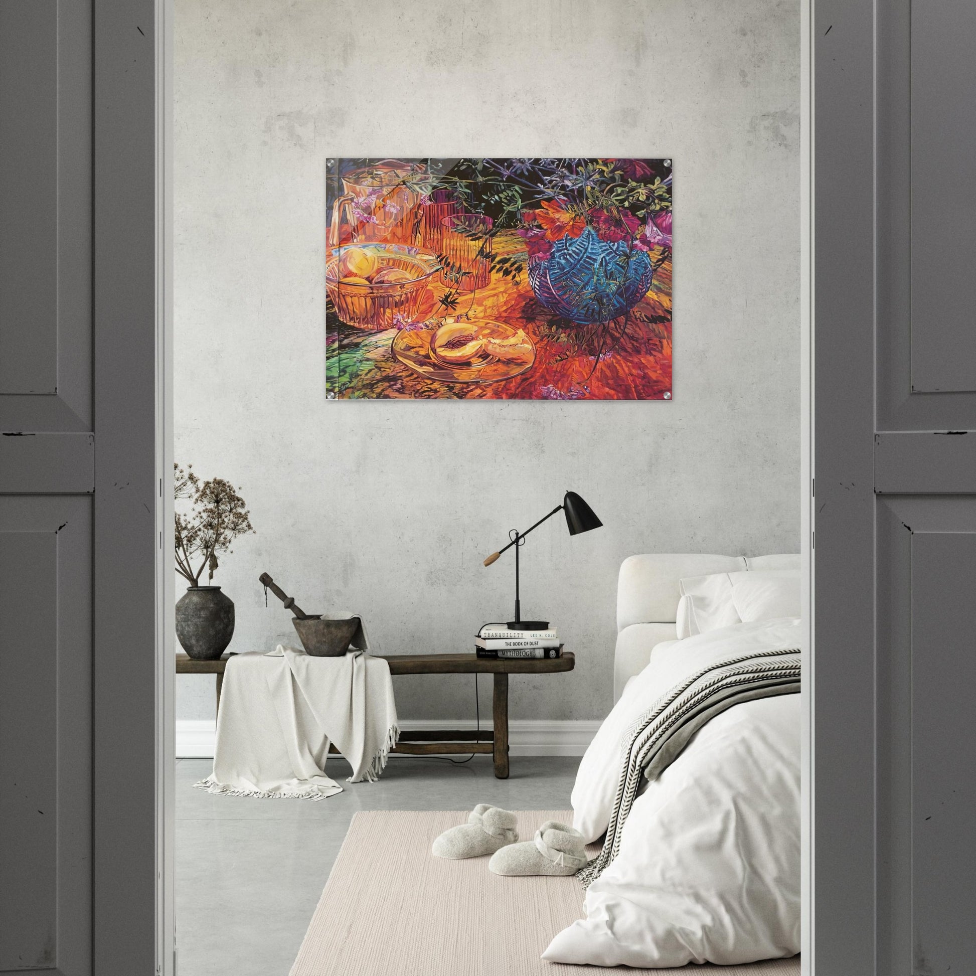 CUT PEACH BLUE VASE 1993 - Janet Fish Acrylic Print - 70x100 cm / 28x40″ inches