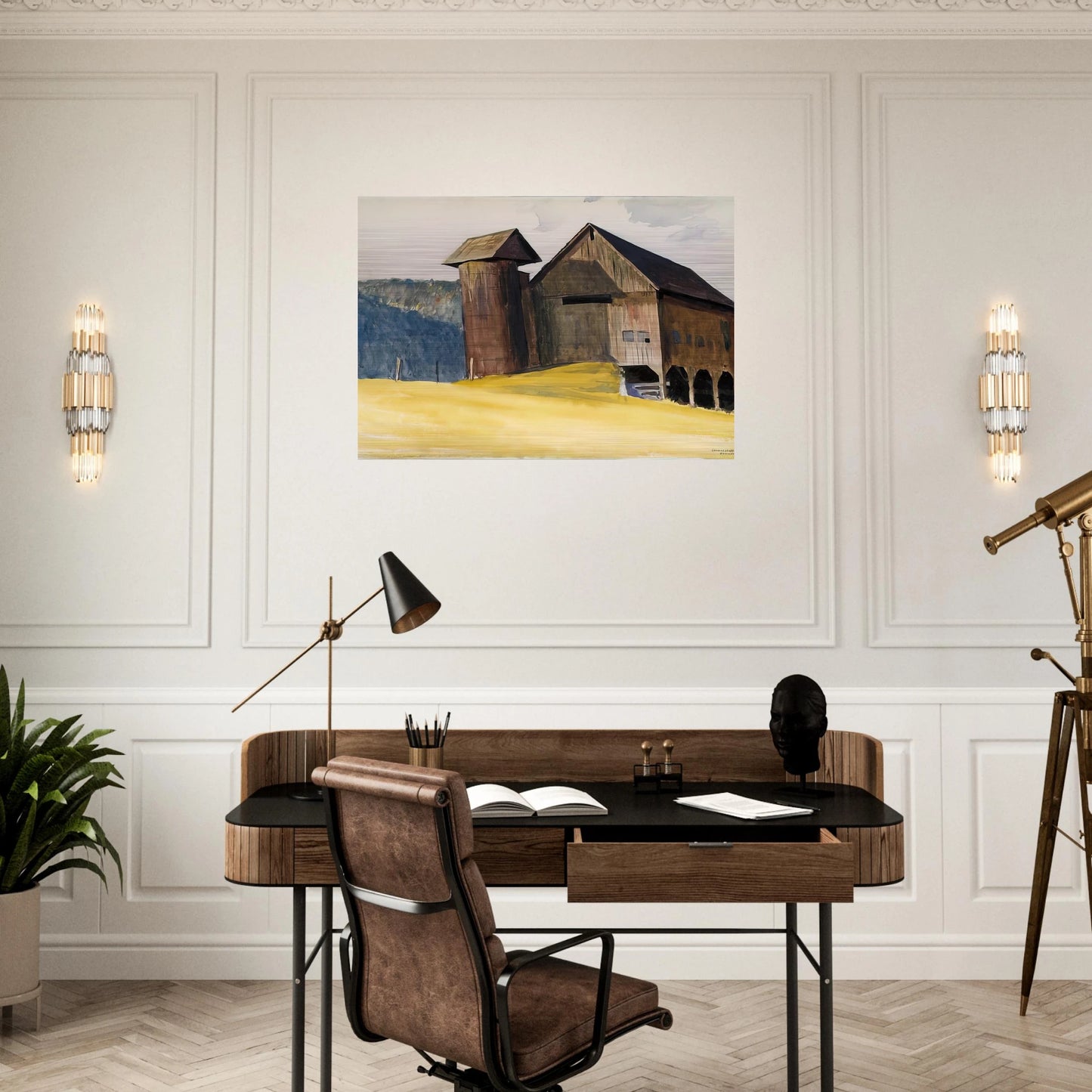 Barn and Silo, Vermont - Edward Hopper Brushed Aluminum Print - 70x100 cm / 28x40 inches | Edward Hopper Aluminum Print | Edward Hopper Prints