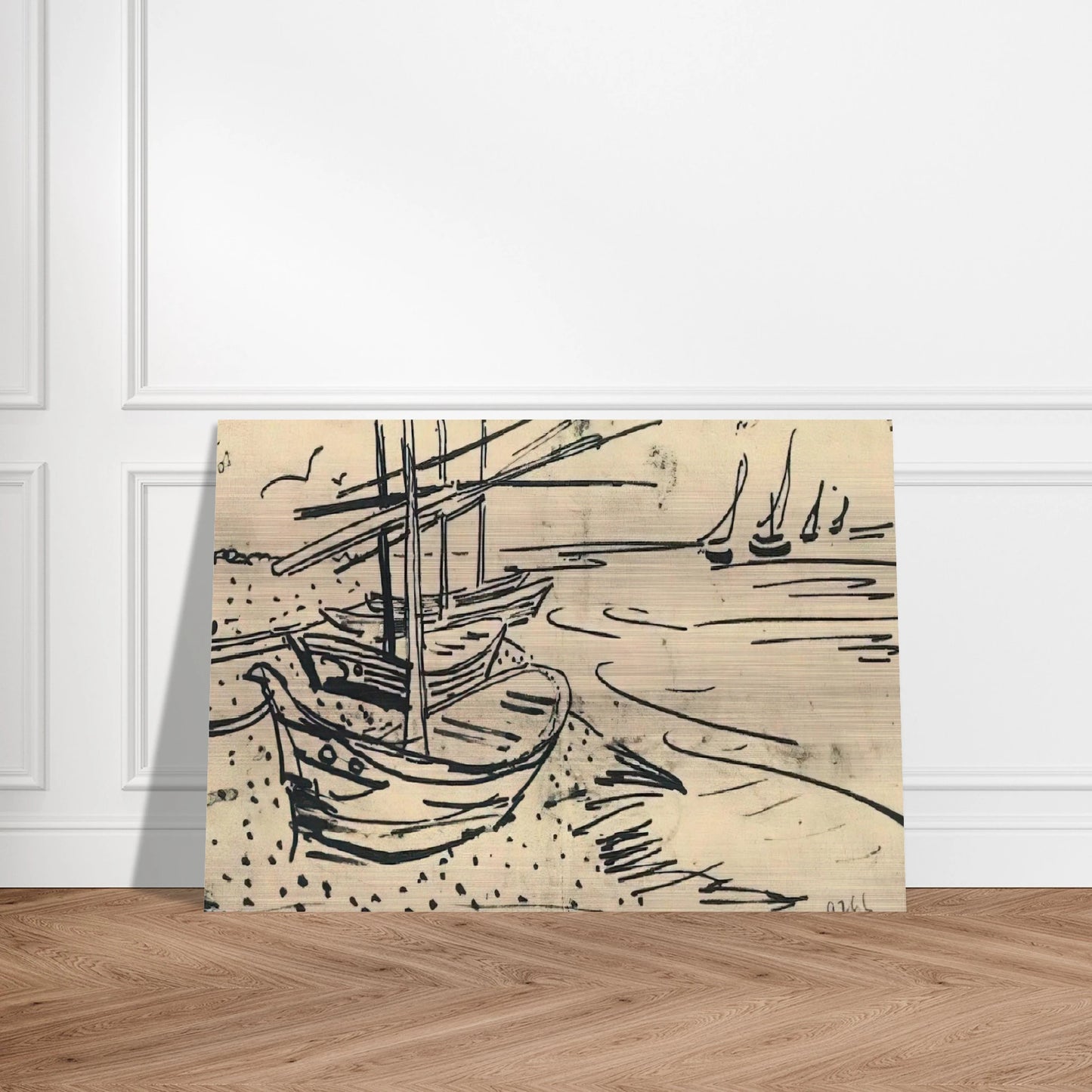 Fishing Boats on the Beach - Vincent van Gogh Brushed Aluminum Print - 70x100 cm / 28x40 inches | Vincent van Gogh Aluminum Print | Vincent van Gogh Prints