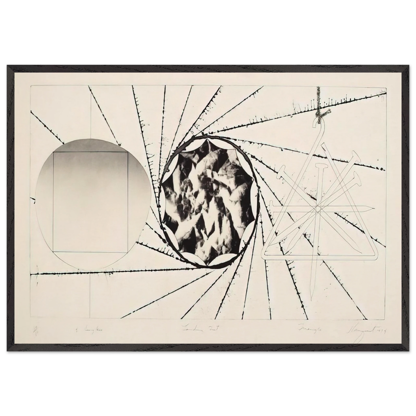 Sunglasses - Landing Net - Triangle - James Rosenquist 70x100 cm / 28x40 inches Framed Art Print – Black Wooden Frame