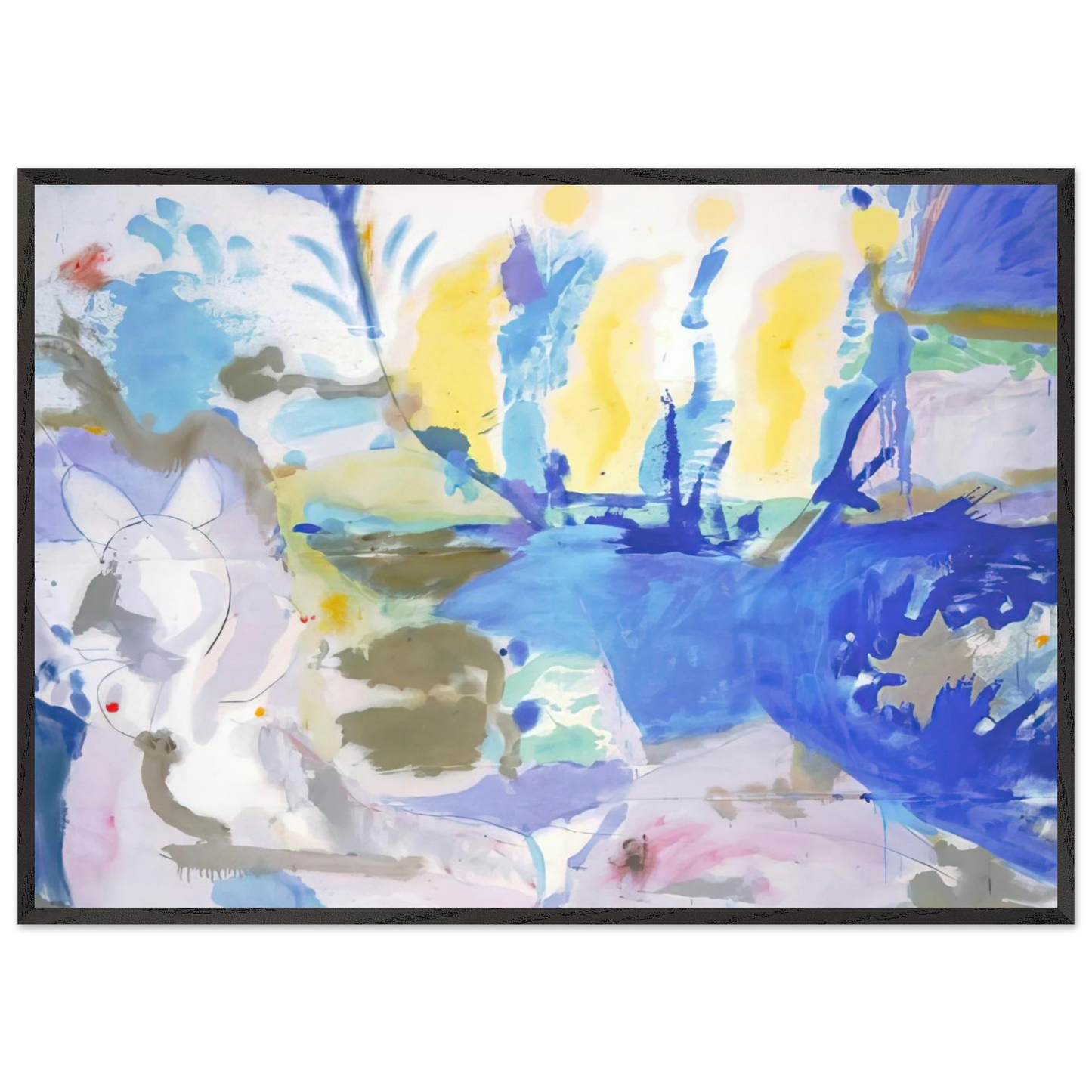 Helen Frankenthaler - Basque Beach - 1958 Wall art - A1 (59.4 x 84.1  cm) - Premium Wooden Framed Poster With Fine Art Paper-canvas - Black frame