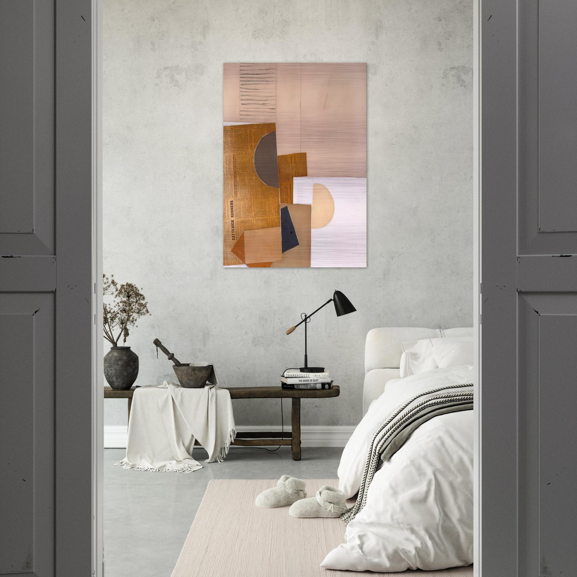 ABSTRACT IN WHITE GREY AND OCHRE 1949 - Victor Pasmore Brushed Aluminum Print - 70x100 cm / 28x40 inches | Victor Pasmore Aluminum Print | Victor Pasmore Prints