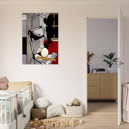 INTERIOR WITH CACTUS 1978 - Roy Lichtenstein Brushed Aluminum Print - 70x100 cm / 28x40 inches | Roy Lichtenstein Aluminum Print | Roy Lichtenstein Prints