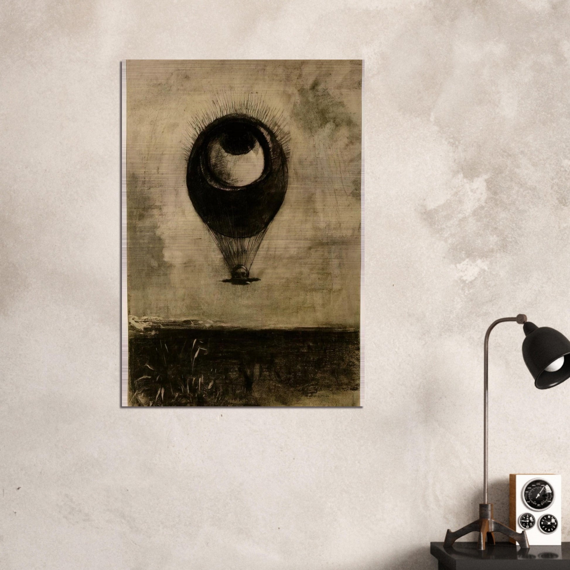 EYE BALLOON 1898 - Odilon Redon Brushed Aluminum Print - 70x100 cm / 28x40 inches | Odilon Redon Aluminum Print | Odilon Redon Prints