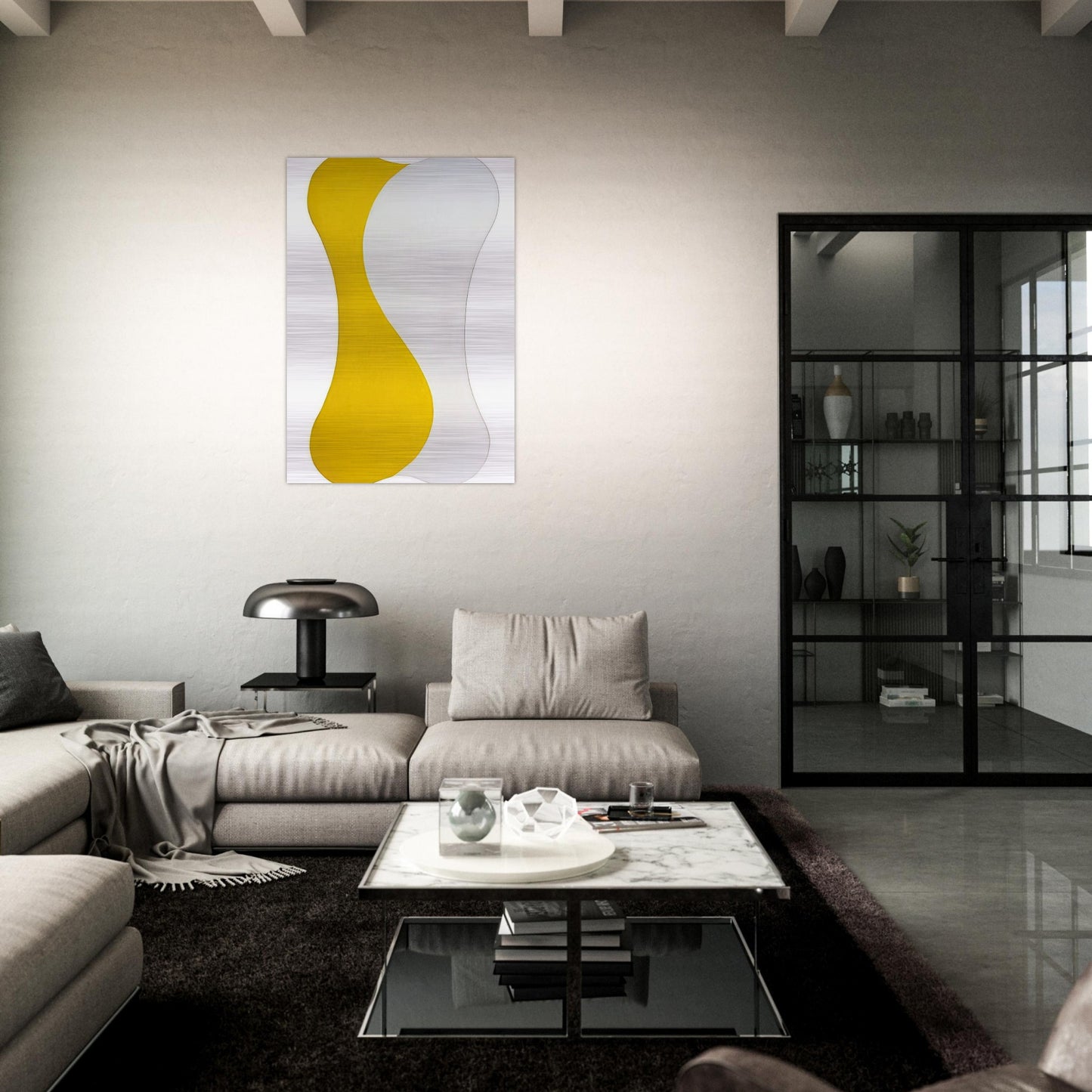 Yellow White [Sun] - 1959 - Leon Polk Smith Brushed Aluminum Print - 70x100 cm / 28x40 inches | Leon Polk Smith Aluminum Print | Leon Polk Smith Prints