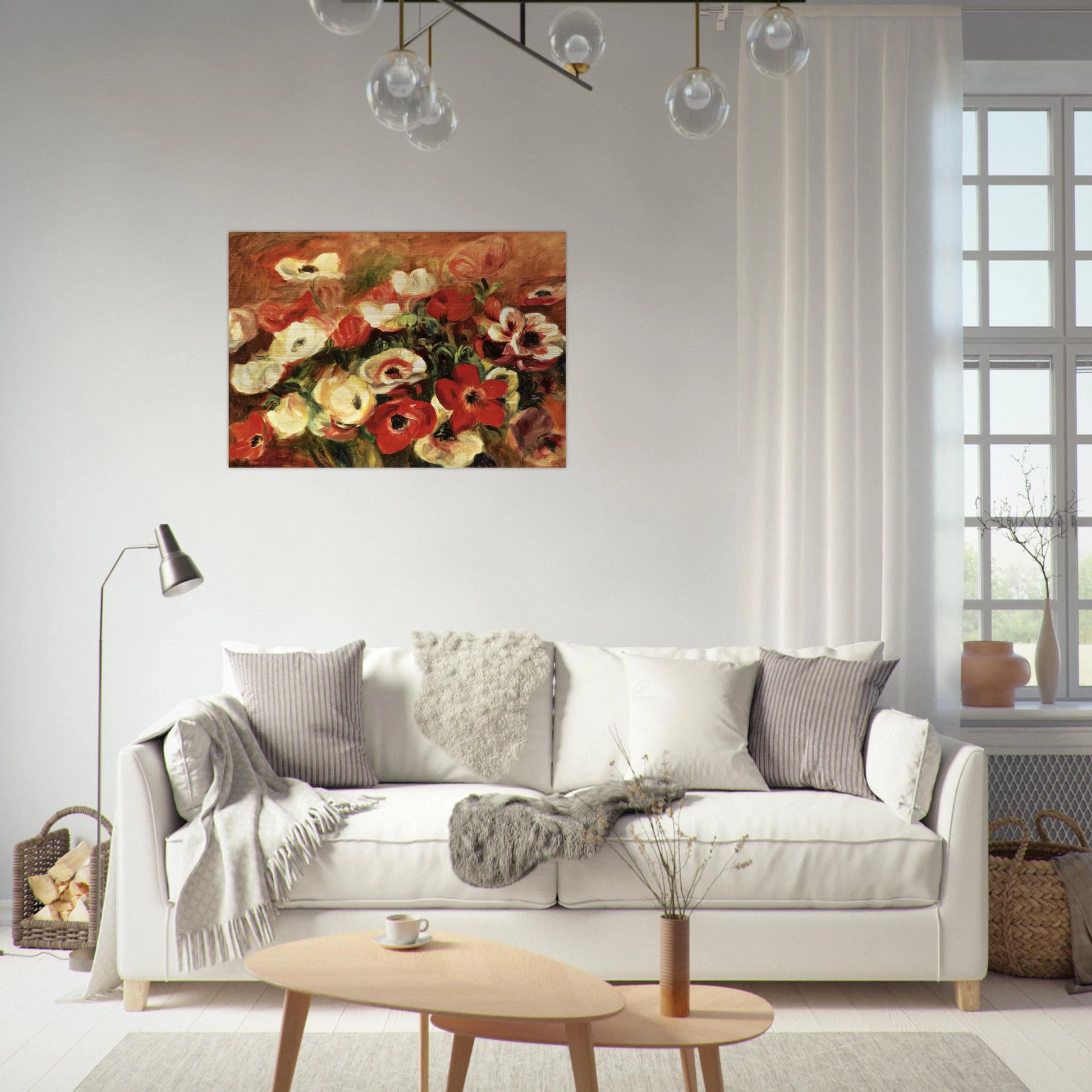 Spray of Anemones - Pierre-Auguste Renoir Brushed Aluminum Print - 70x100 cm / 28x40 inches | Pierre-Auguste Renoir Aluminum Print | Pierre-Auguste Renoir Prints