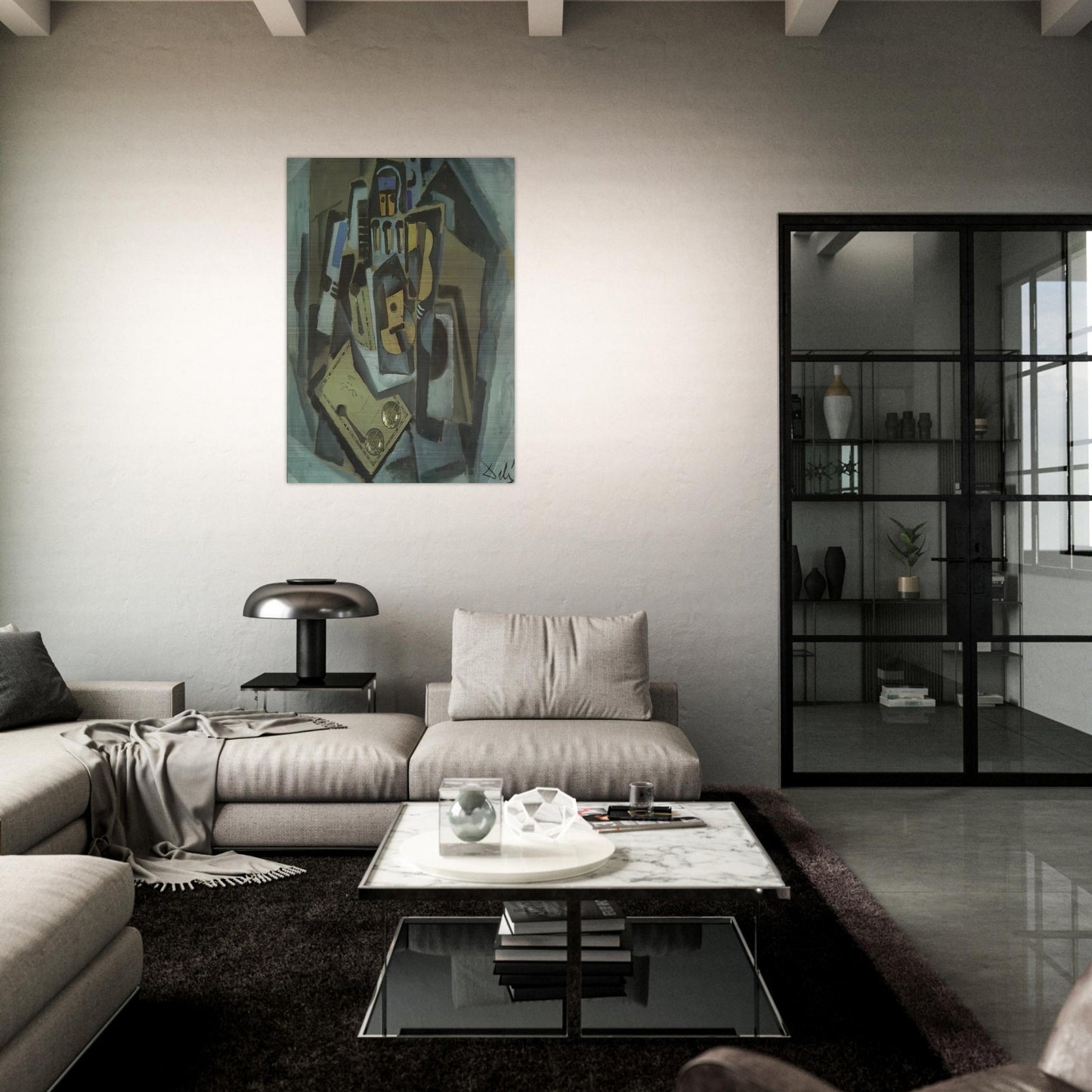 PIERROT AND GUITAR - Salvador Dali Brushed Aluminum Print - 70x100 cm / 28x40 inches | Salvador Dali Aluminum Print | Salvador Dali Prints
