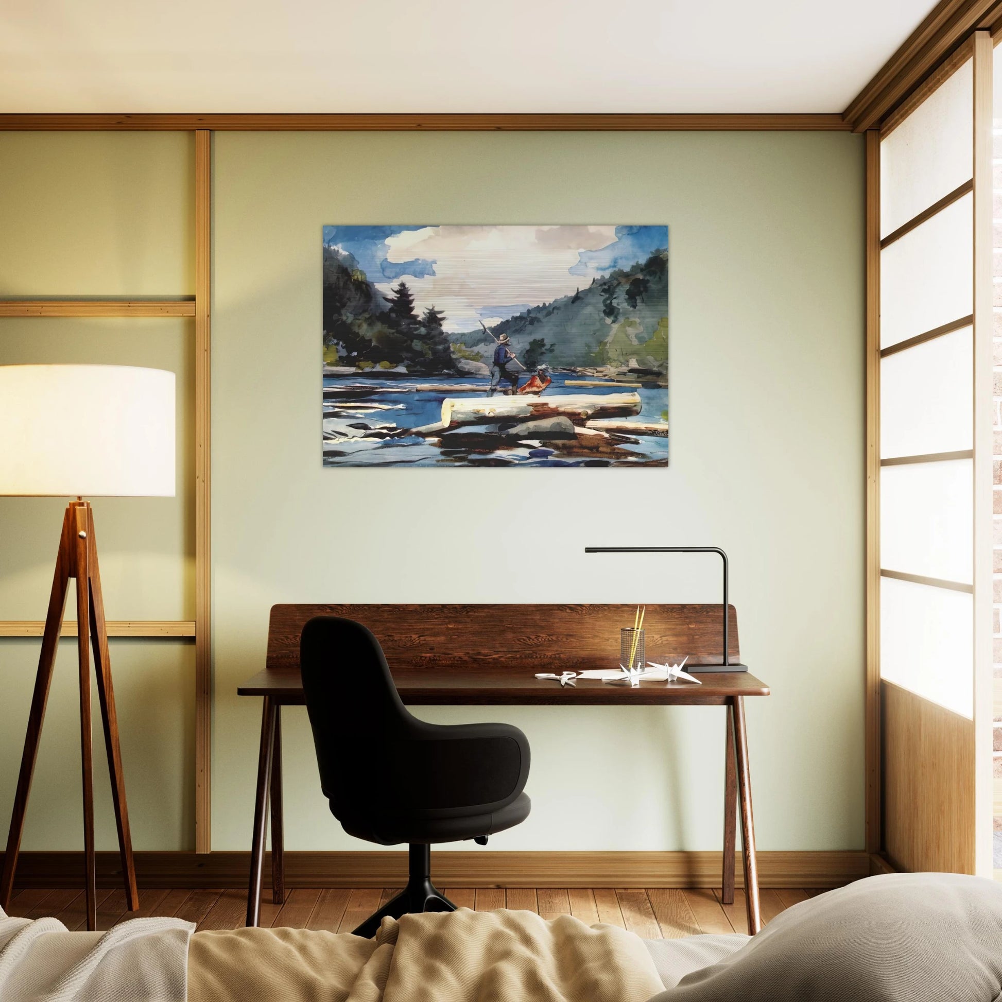HUDSON RIVER LOGGING - Winslow Homer Brushed Aluminum Print - 70x100 cm / 28x40 inches | Winslow Homer Aluminum Print | Winslow Homer Prints