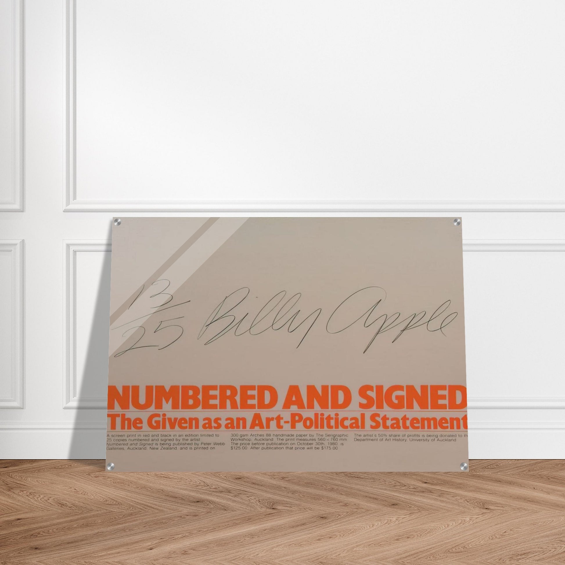 Numbered and Signed - 1980 - Billy Apple Acrylic Print - 70x100 cm / 28x40″ inches