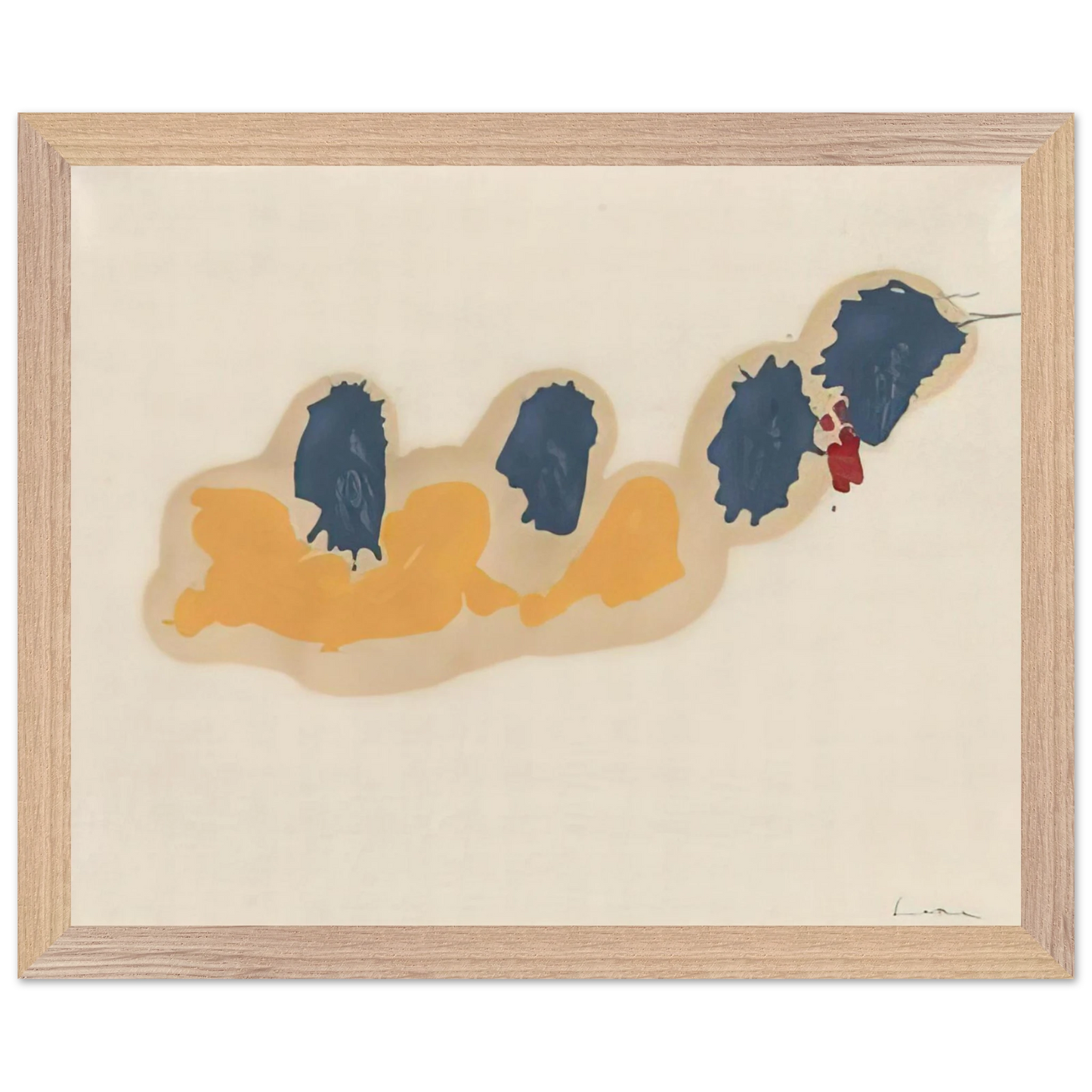Helen Frankenthaler - April IV - 1960 Wall art - 28x43  cm / XL (11x17 inches) - Premium Wooden Framed Poster With Fine Art Paper-canvas - White frame