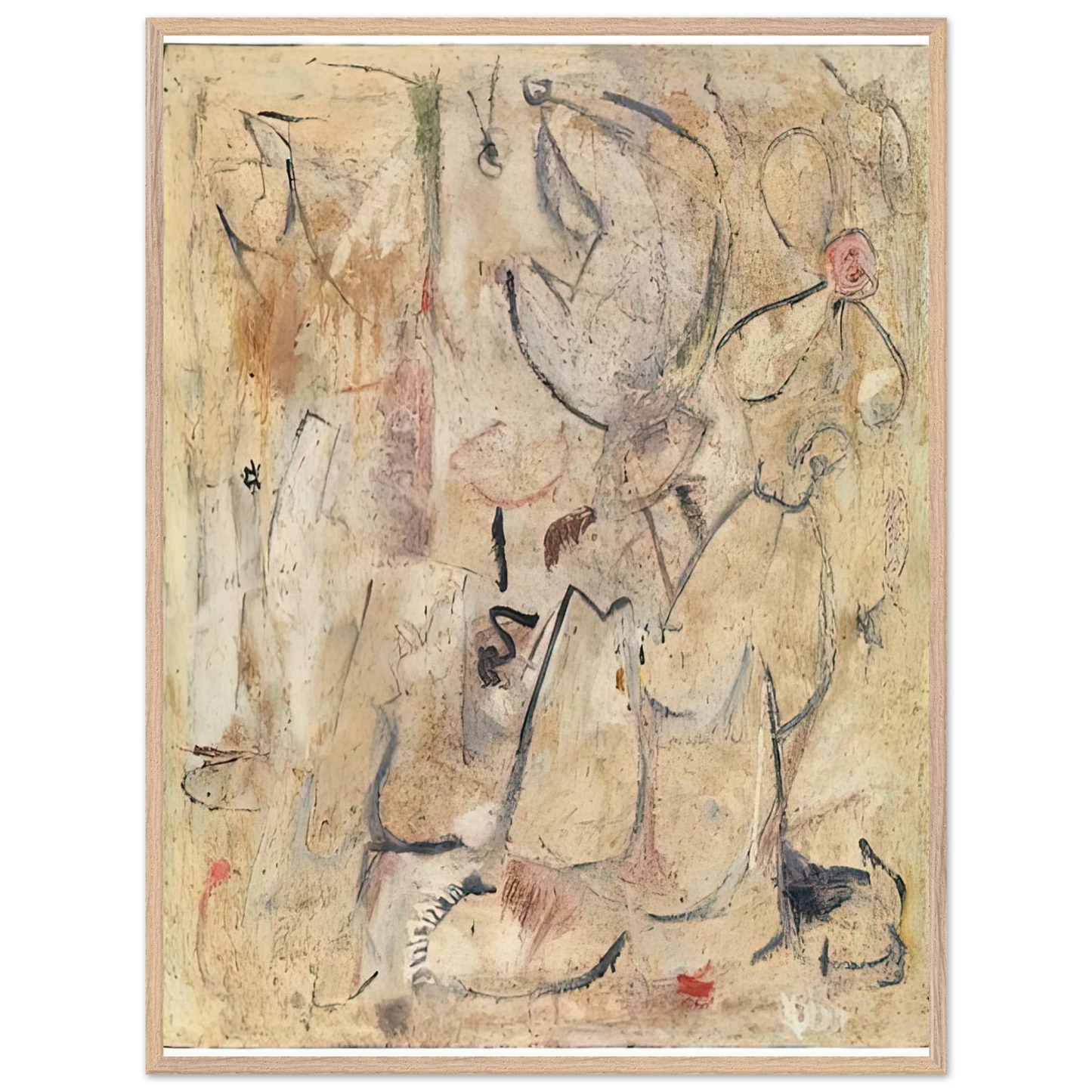 Helen Frankenthaler - Beach, 1950- Wall Art - 60x80 cm / 24x32 inches - Premium Wooden Framed Poster With Fine Art Paper-canvas - Black frame