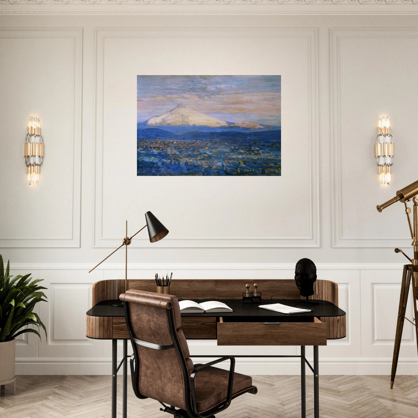 Mount Hood - Childe Hassam Brushed Aluminum Print - 70x100 cm / 28x40 inches | Childe Hassam Aluminum Print | Childe Hassam Prints