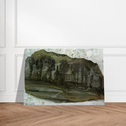 VIEW OF PUBOL - Salvador Dali Brushed Aluminum Print - 70x100 cm / 28x40 inches | Salvador Dali Aluminum Print | Salvador Dali Prints