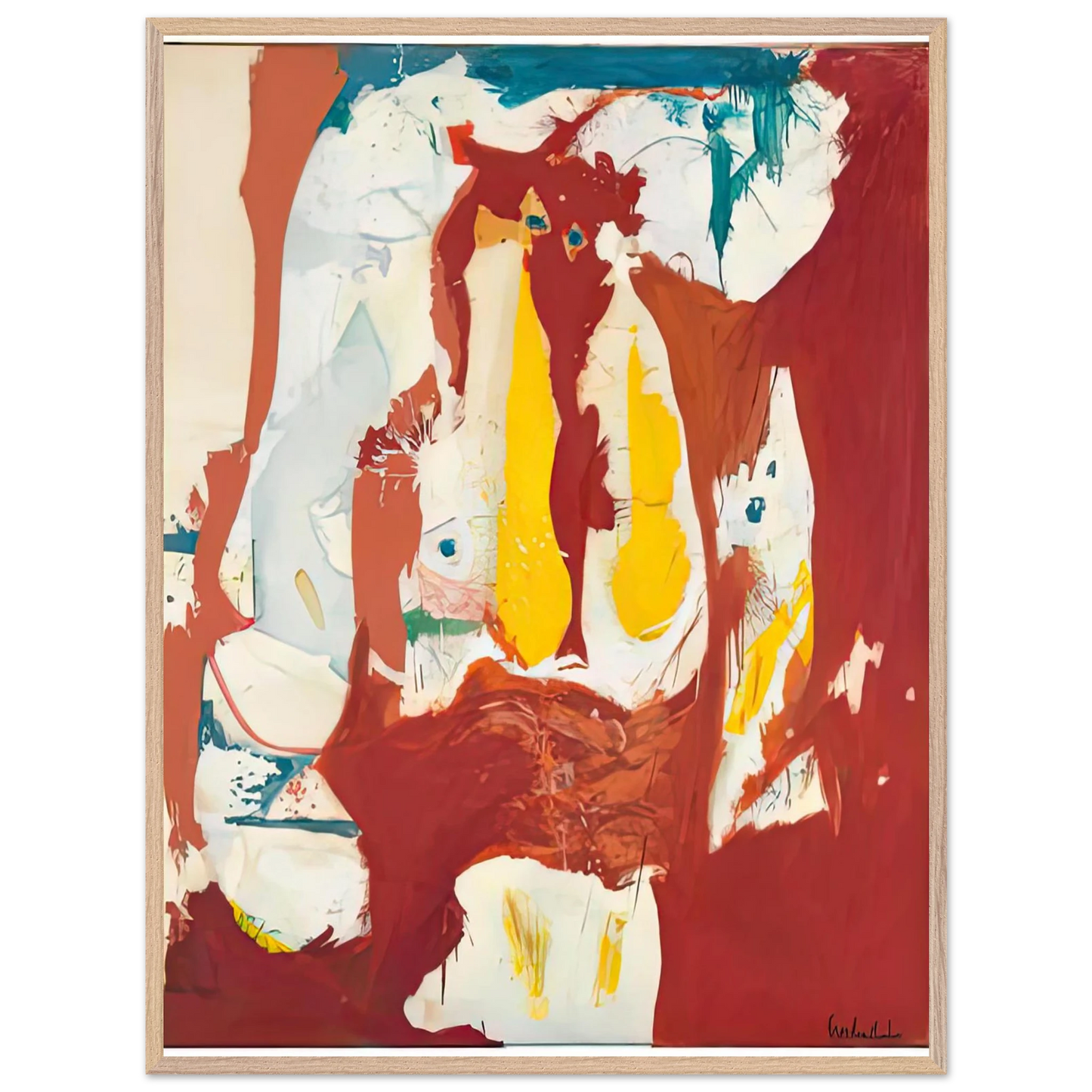 Helen Frankenthaler - The Red Sea, 1959- Wall Art - 21x29.7 cm / 8x12" - Premium Wooden Framed Poster With Fine Art Paper-canvas - White frame