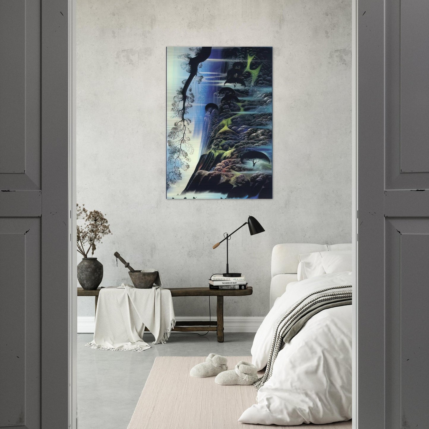 Steep Coast Line - Eyvind Earle Brushed Aluminum Print - 70x100 cm / 28x40 inches | Eyvind Earle Aluminum Print | Eyvind Earle Prints