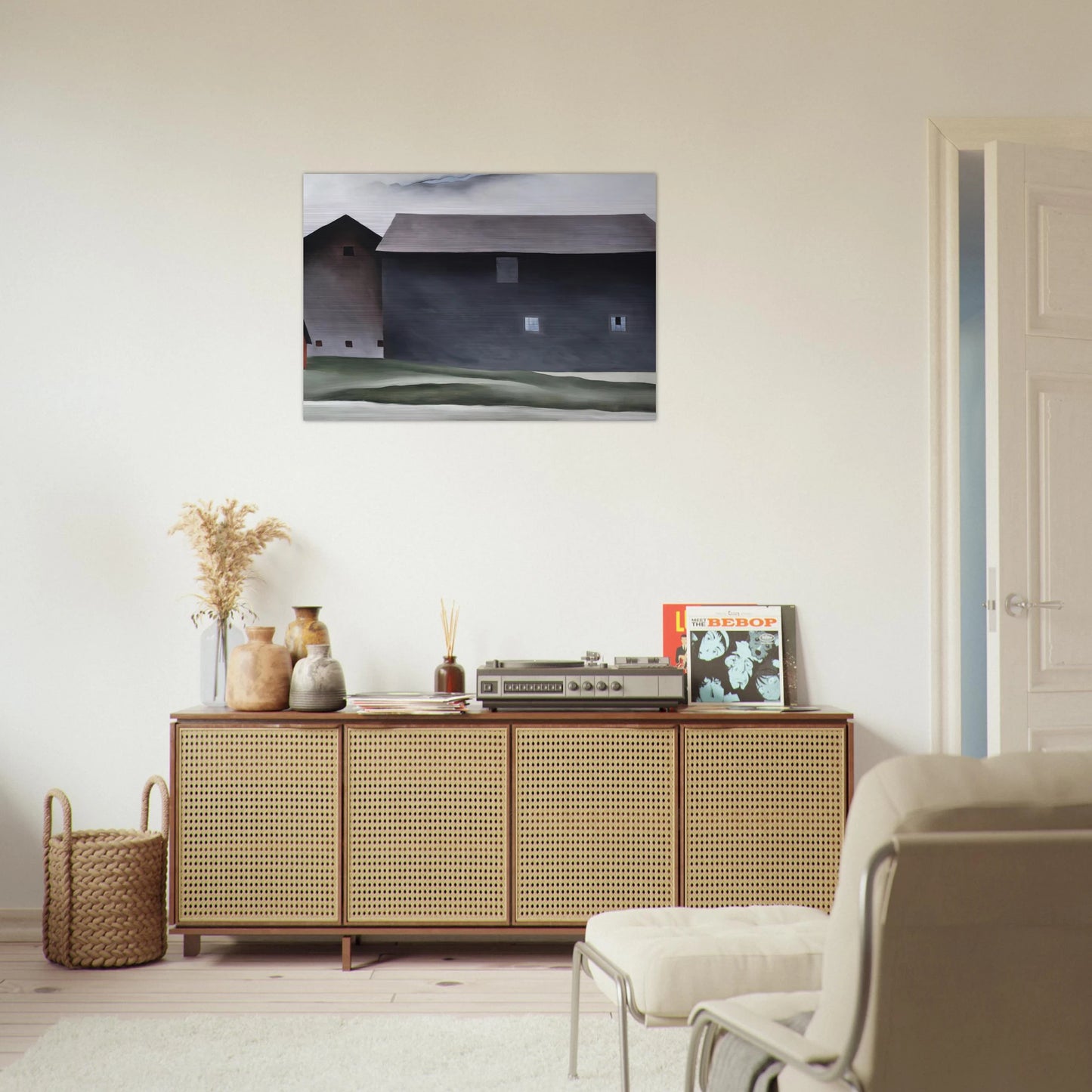Lake George Barns - Georgia O'Keeffe Brushed Aluminum Print - 70x100 cm / 28x40 inches | Georgia O'Keeffe Aluminum Print | Georgia O'Keeffe Prints