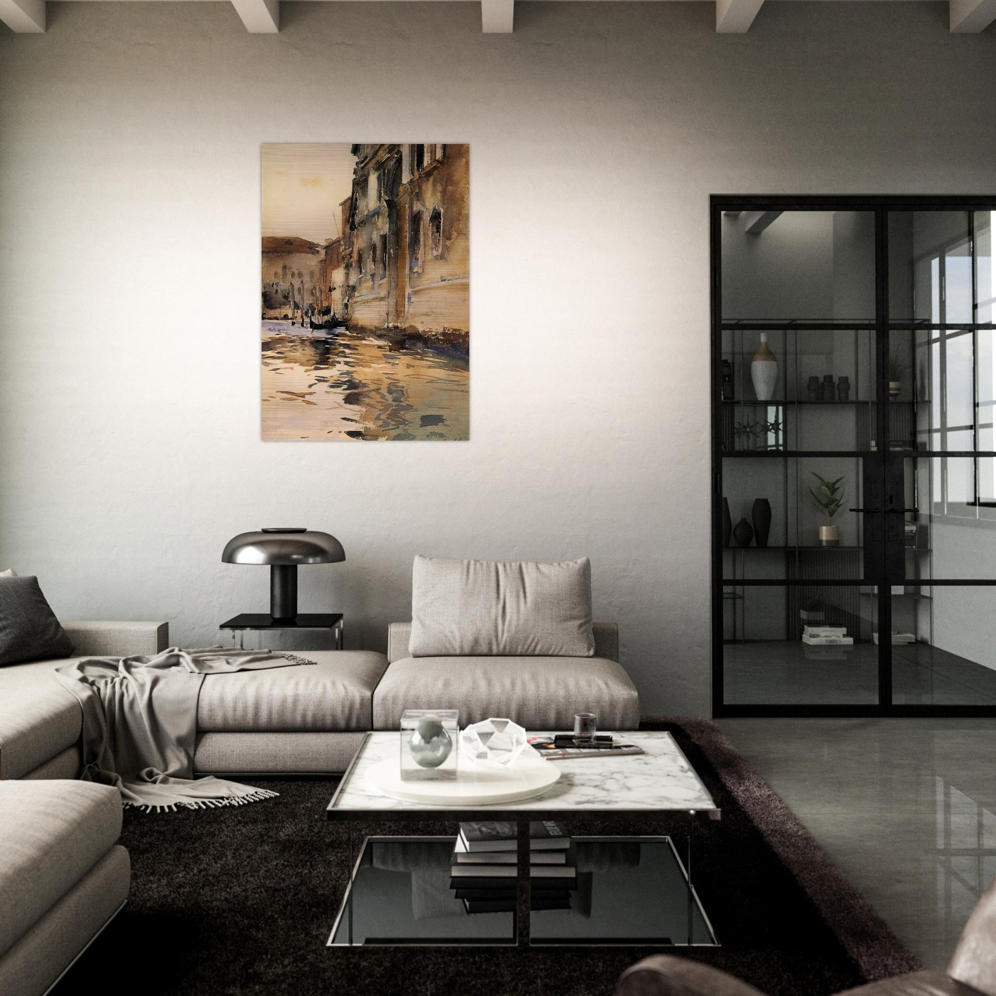 Venetian Canal, Palazzo Corner - John Singer Sargent Brushed Aluminum Print - 70x100 cm / 28x40 inches | John Singer Sargent Aluminum Print | John Singer Sargent Prints