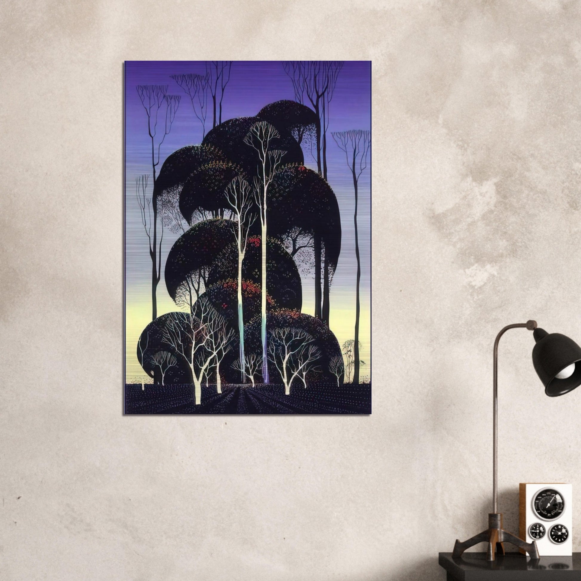 Forest Arabesque - Eyvind Earle Brushed Aluminum Print - 70x100 cm / 28x40 inches | Eyvind Earle Aluminum Print | Eyvind Earle Prints