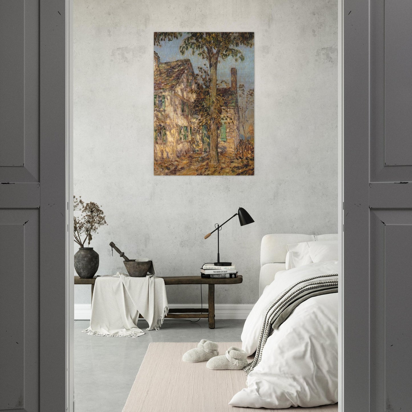Sunlight on an Old House, Putnam - Childe Hassam Brushed Aluminum Print - 70x100 cm / 28x40 inches | Childe Hassam Aluminum Print | Childe Hassam Prints