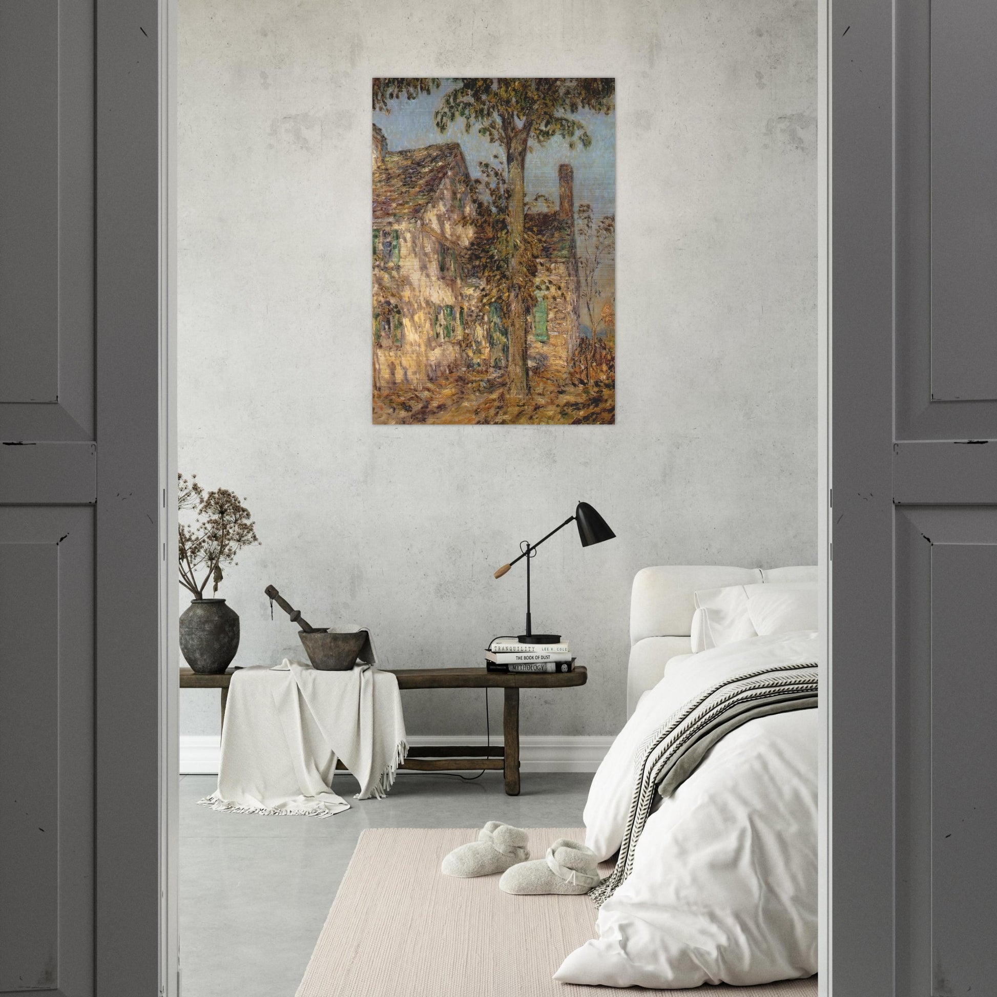 Sunlight on an Old House, Putnam - Childe Hassam Brushed Aluminum Print - 70x100 cm / 28x40 inches | Childe Hassam Aluminum Print | Childe Hassam Prints