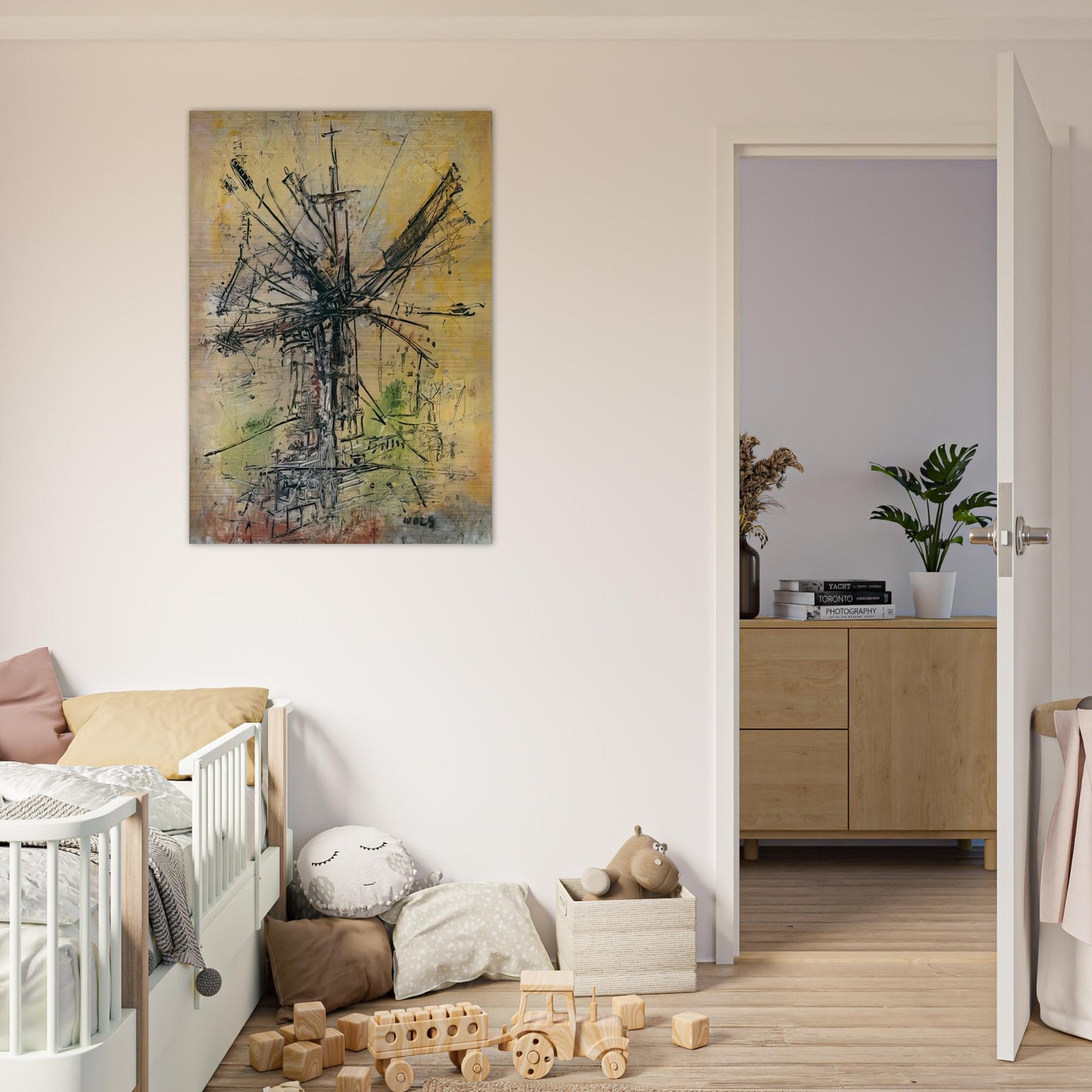 The Windmill - 1951 - Wols Brushed Aluminum Print - 70x100 cm / 28x40 inches | Wols Aluminum Print | Wols Prints