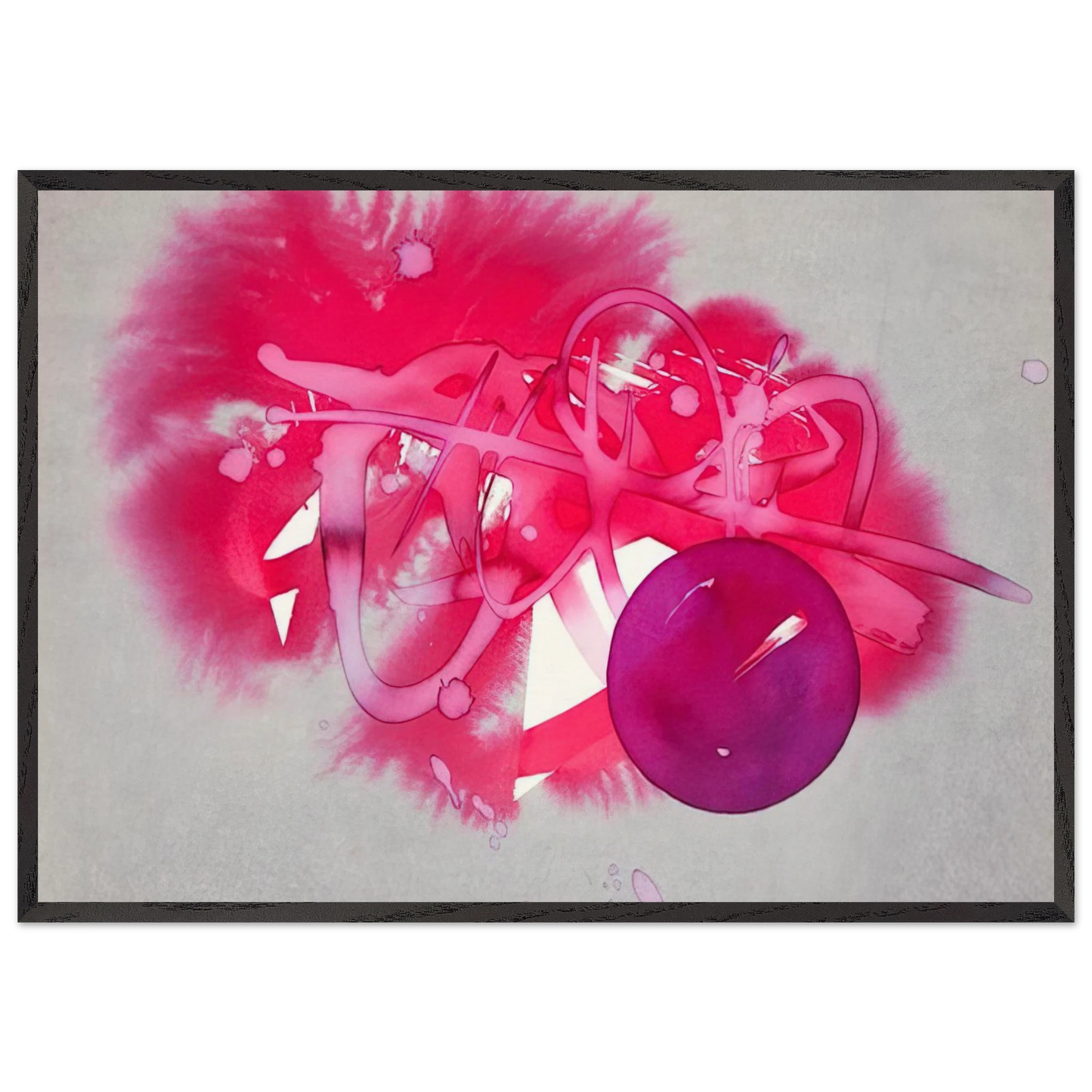 UNTITLED PURPLE CIRCLE - Luis Feito 70x100 cm / 28x40 inches Framed Art Print – Black Wooden Frame