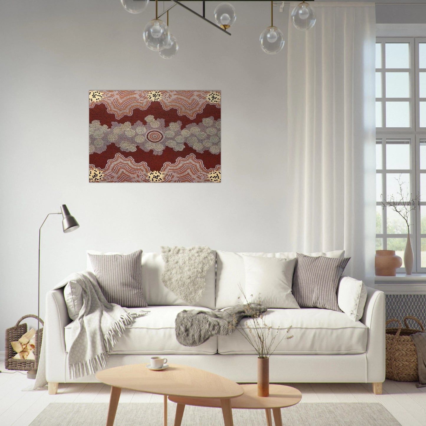 Malaka Honey Ant Dreaming - 1992 - Clifford Possum Tjapaltjarri Brushed Aluminum Print - 70x100 cm / 28x40 inches | Clifford Possum Tjapaltjarri Aluminum Print | Clifford Possum Tjapaltjarri Prints