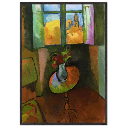 PEDISTAL TABLE RUE SEGUIER 1909 - Raoul Dufy 70x100 cm / 28x40 inches Framed Art Print – Black Wooden Frame