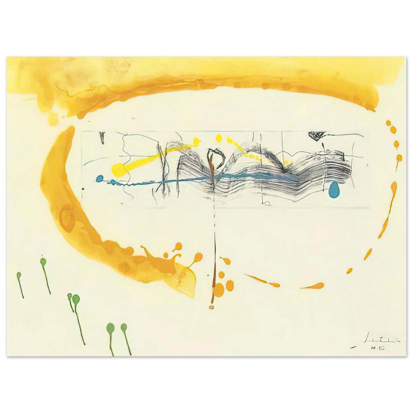 Helen Frankenthaler - Making Music - 2000 Wall art - 50x70 cm / 20x28 inches - Premium Wooden Framed Poster With Fine Art Paper-canvas - Black frame